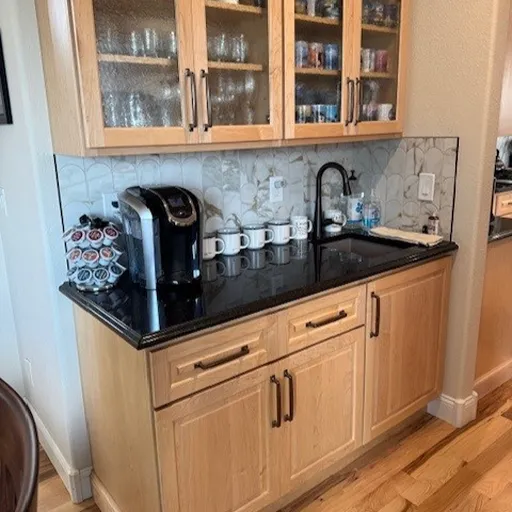 Wood cabinetry & custom countertops at Dale's Carpet One