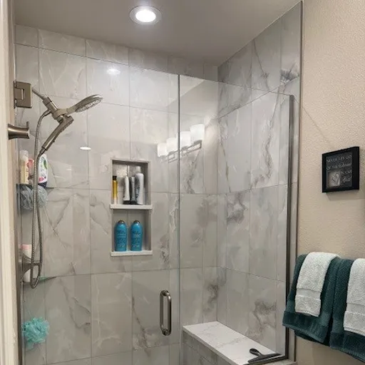 Stone tile walk-in shower in Fort Collins, CO 